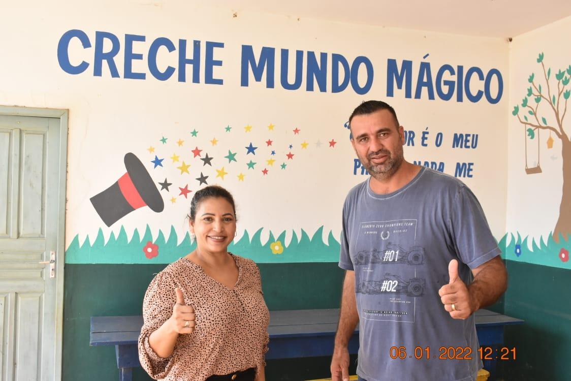 Prefeito Mirandão e vereadora Meire Oliveira anuncia investimentos de mais 200 mil reais para a Creche Mundo Mágico.