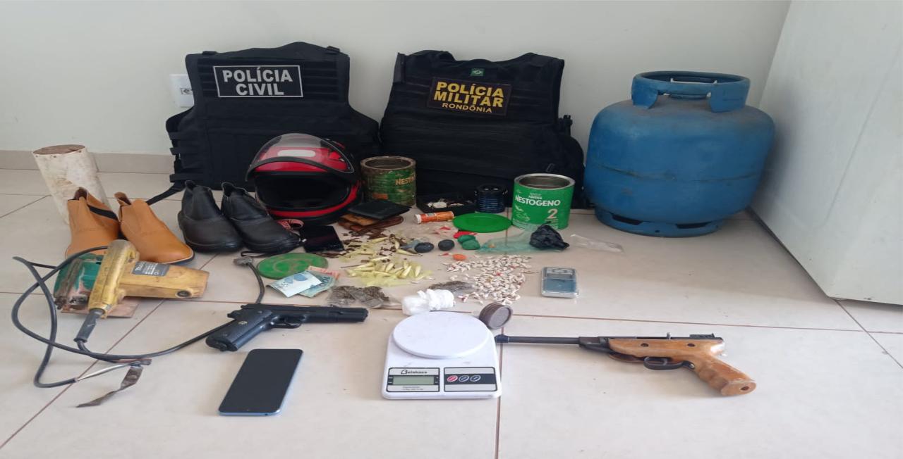 Policias Civil e Militar agem em conjunto e fecham “Boca de Fumo” em São Francisco do Guaporé.