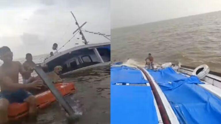 VÍDEO: Passageiros e cachorro ficam à deriva após embarcação afundar, no Pará