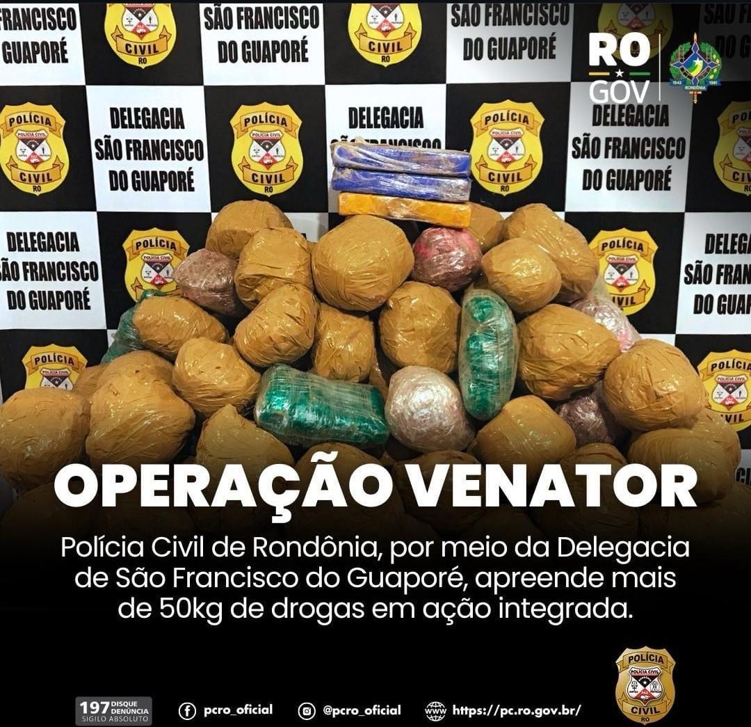 Polícia Civil de Rondônia deflagra Operação Venator em ação integrada apreende mais de 50 quilos de drogas em São Francisco do Guaporé