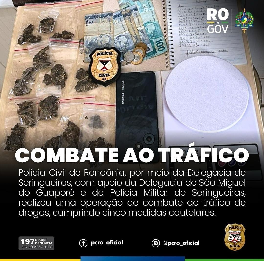 Polícia Civil cumpre mandatos e apreende drogas em Seringueiras