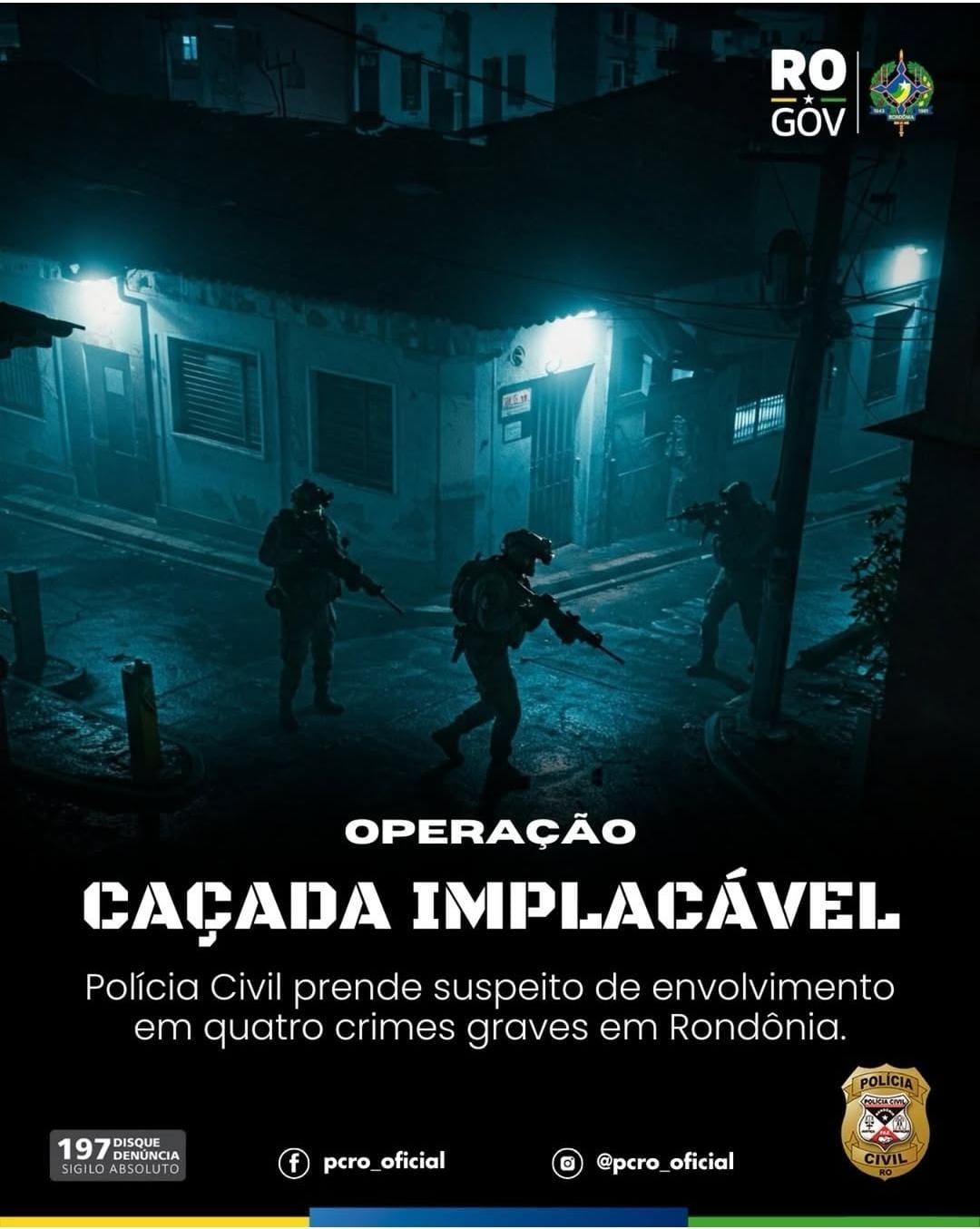Polícia Civil prende suspeito de envolvimento em quatro crimes graves em Rondônia