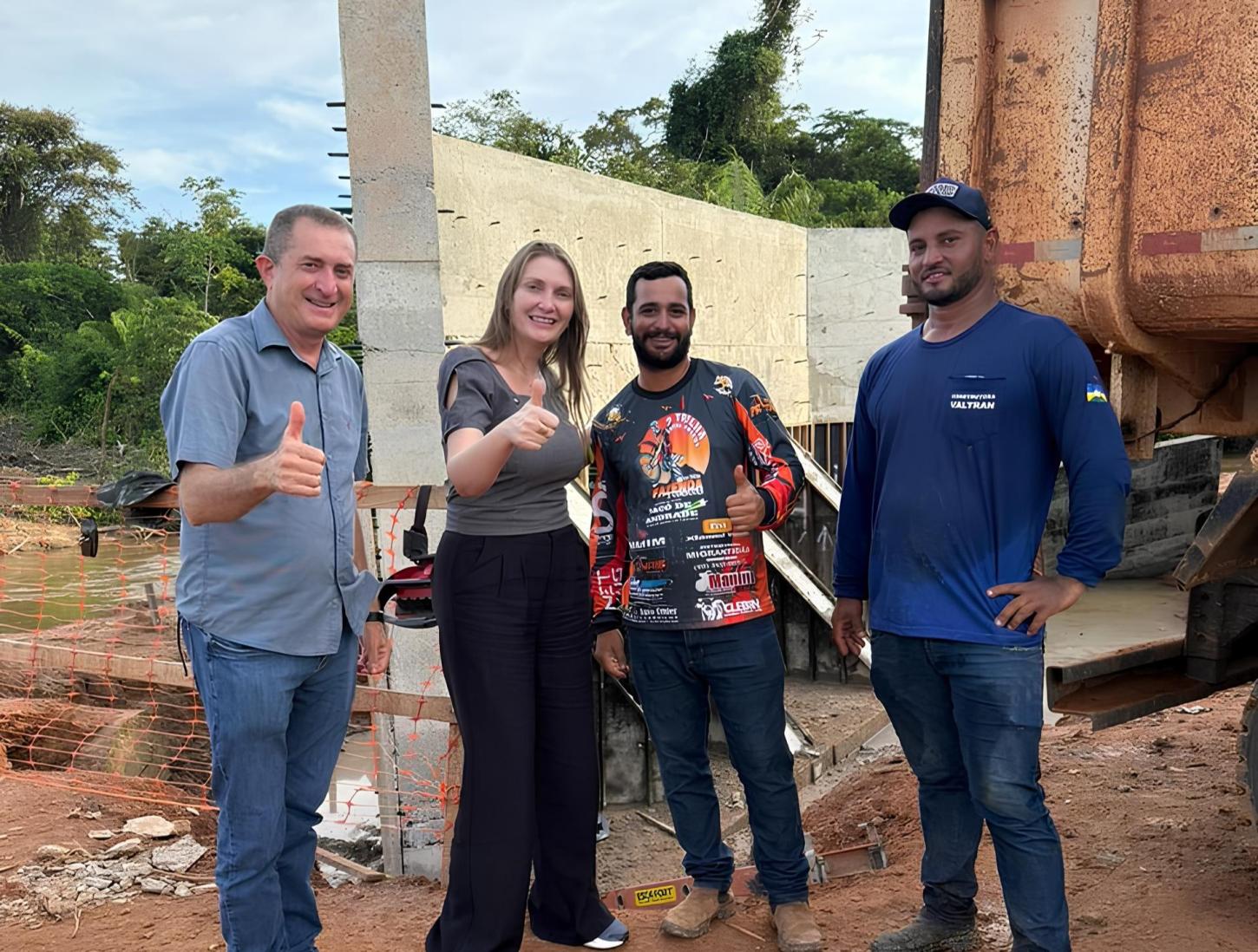 Obra na ponte sobre o Rio Corumbiara avança com apoio da deputada Lebrinha e prefeitura